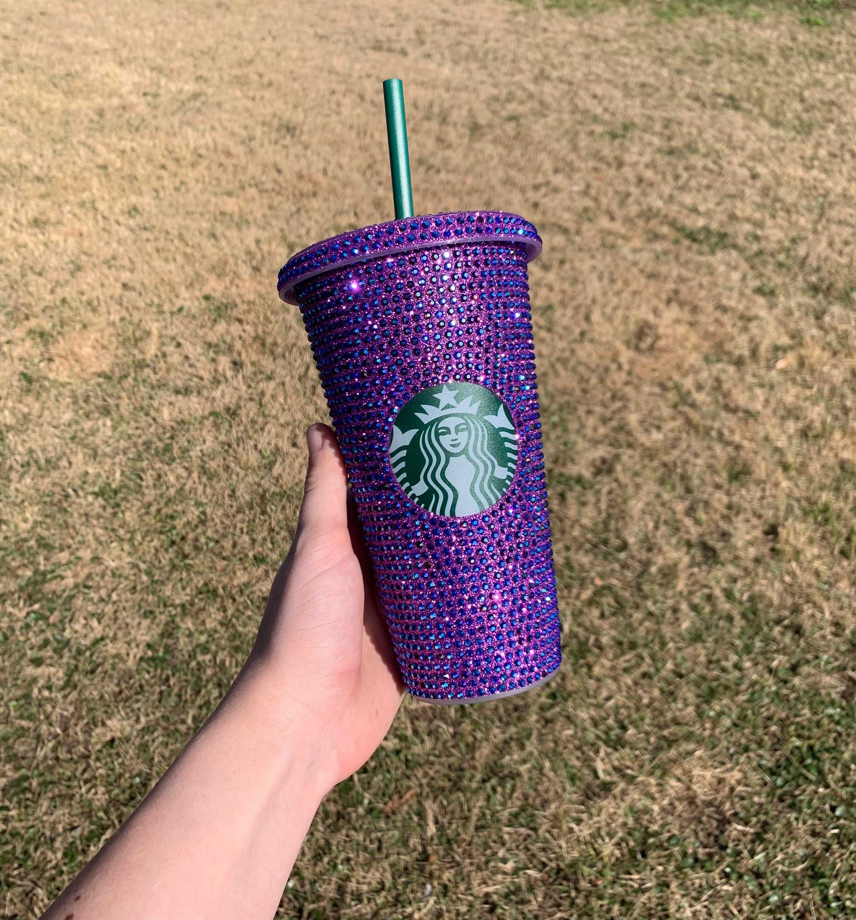 Purple Amethyst AB Rhinestone Starbucks 24 Oz Reusable Cold Cup