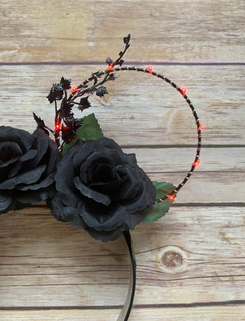 Darth Vader Inspired Floral Ears/ Kylo Ren Inspired Ears/ Floral Wired Mouse Ears image 5