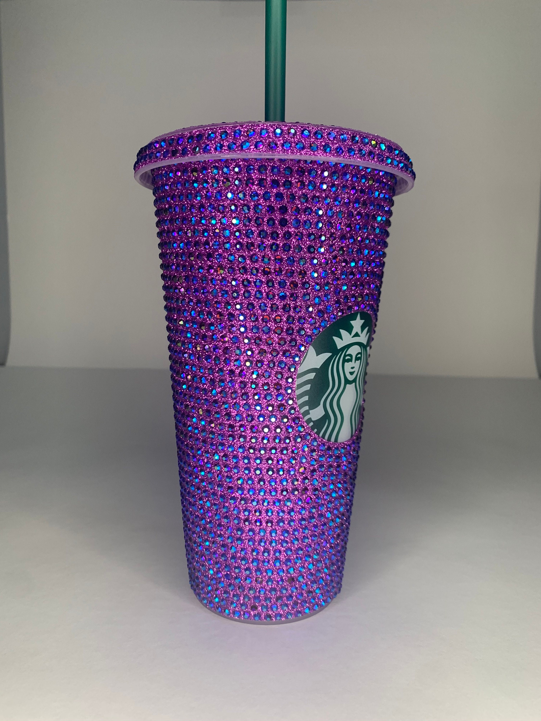 Starbucks Purple Matte Diamond Studded Tumbler Cold Drinks Straw Cups 24oz  Gifts