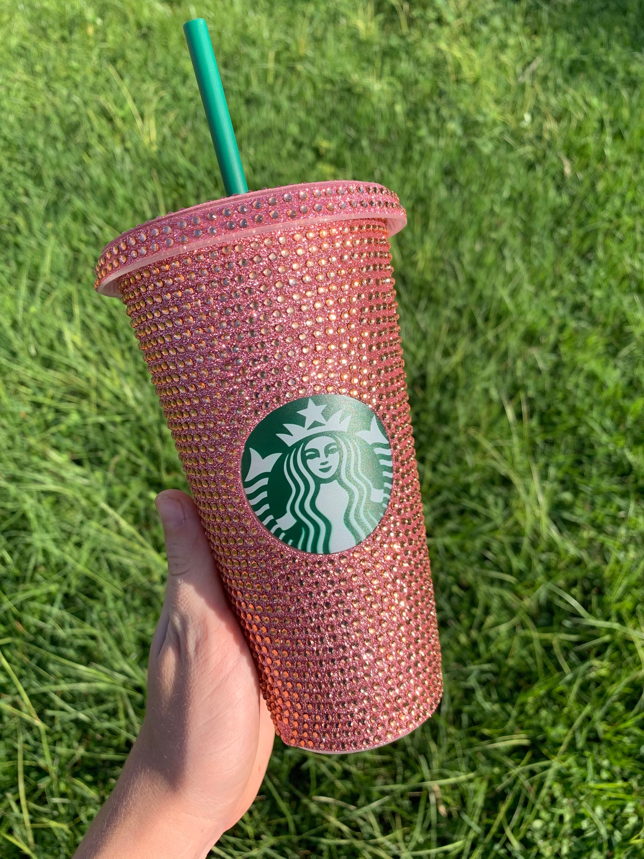 Rose Gold Rhinestone Starbucks 24 Oz Cold Cup Starbucks Cup Etsy