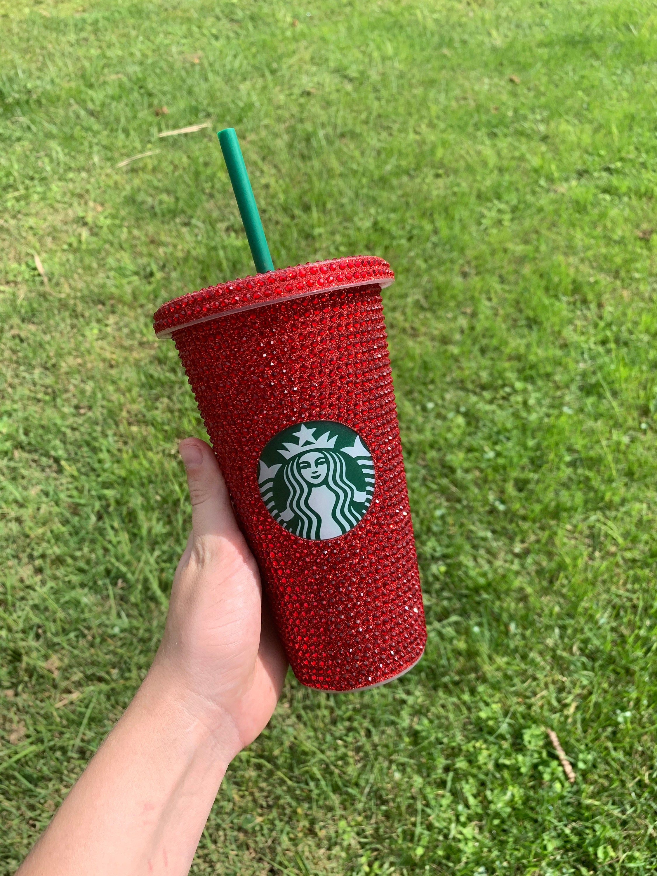 Red Rhinestone Starbucks 24 Oz Reusable Cold Cup, Starbucks Cup