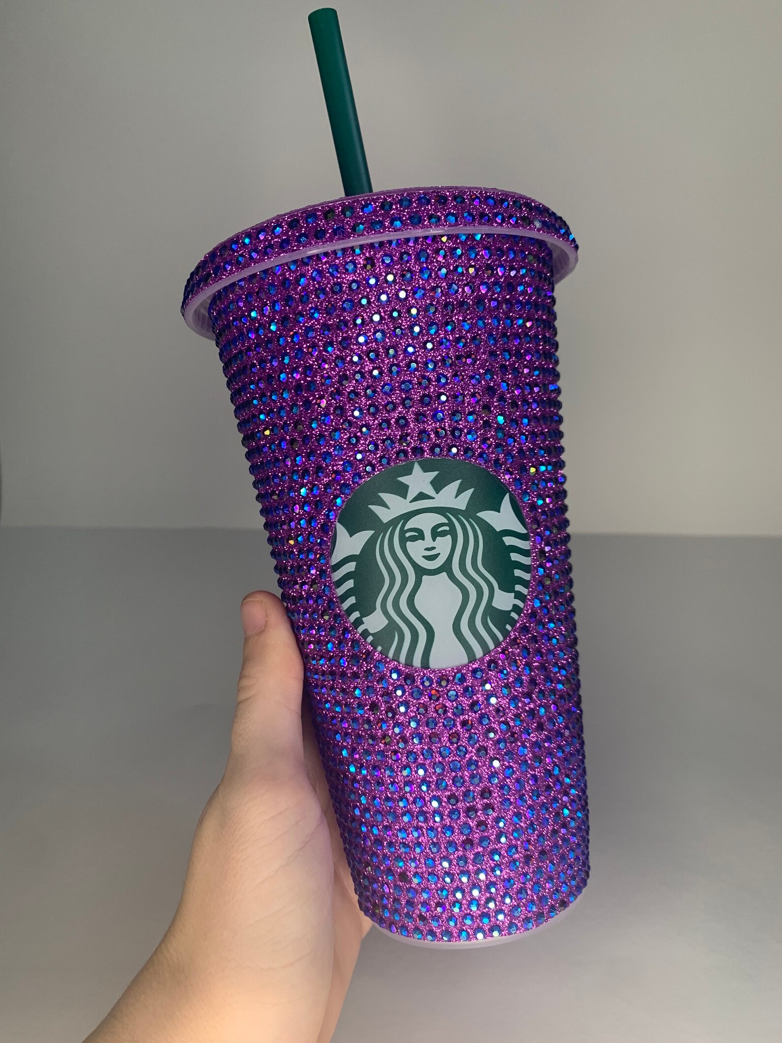 Purple Amethyst AB Rhinestone Starbucks 24 Oz Reusable Cold Etsy Canada