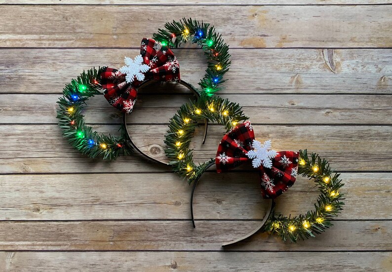 Christmas Disney Ears With Bow/ Wreath Ears/ Holiday Minnie Etsy