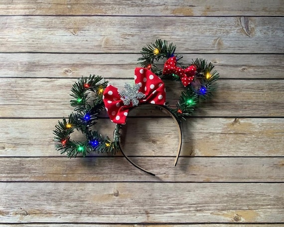 Mickey and Minnie Head Christmas Disney Ears With Bow  display picture 1