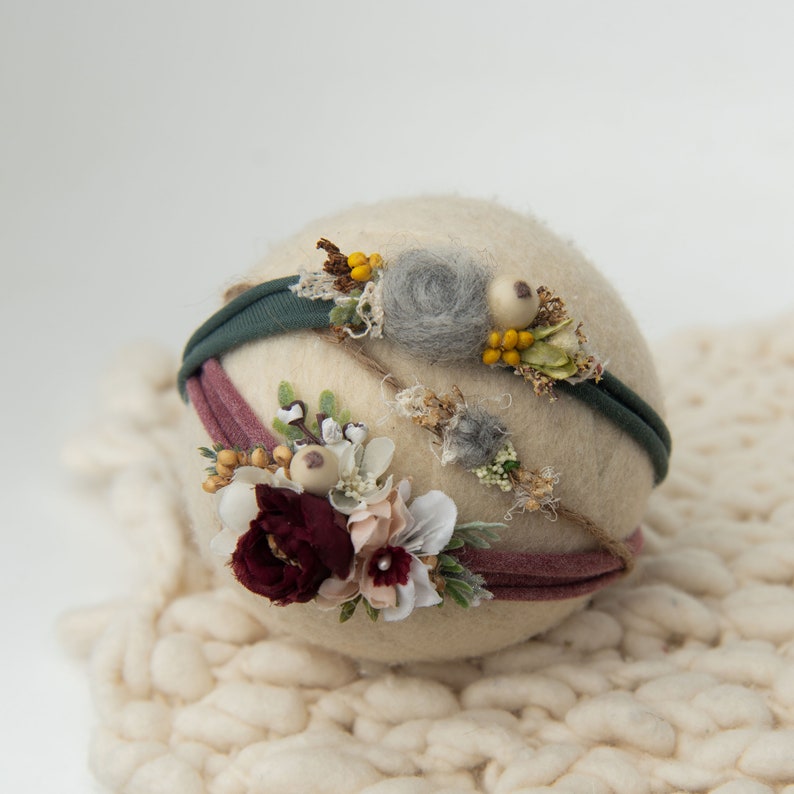 Baby Prop Newborn Photography Prop Rustic flower floral Headband DAINTY Tieback