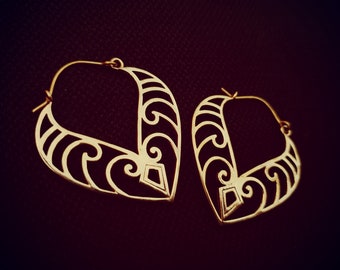 Queen Of Hearts Brass Earrings