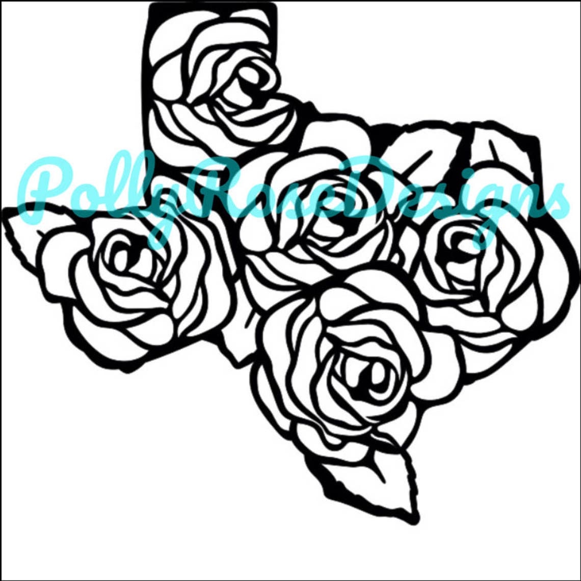 Tx Roses Draw Texas Rose SVG - Etsy