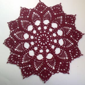 Burgundy Crochet Napkin Crochet Doily Handcrafted Home Decor Lace doily. image 1