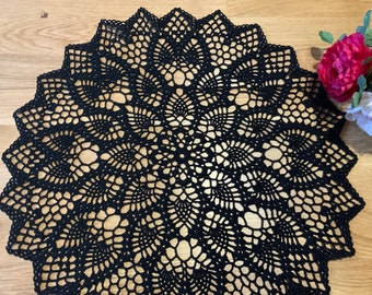 Black Crochet Napkin Crochet Doily Handcrafted Home Decor Lace doily