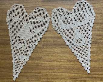 Light beige Crochet Napkin | Crochet heart | Crochet Cat | Home Decor. Lace doily.