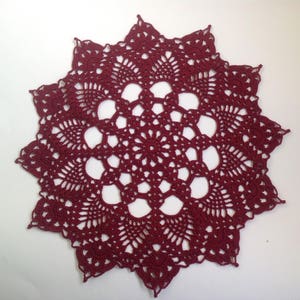 Burgundy Crochet Napkin Crochet Doily Handcrafted Home Decor Lace doily. image 5