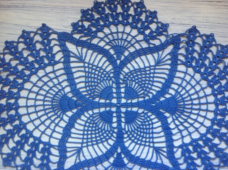 Blue Crochet Napkin Crochet Doily Handcrafted Home Decor Lace Etsy