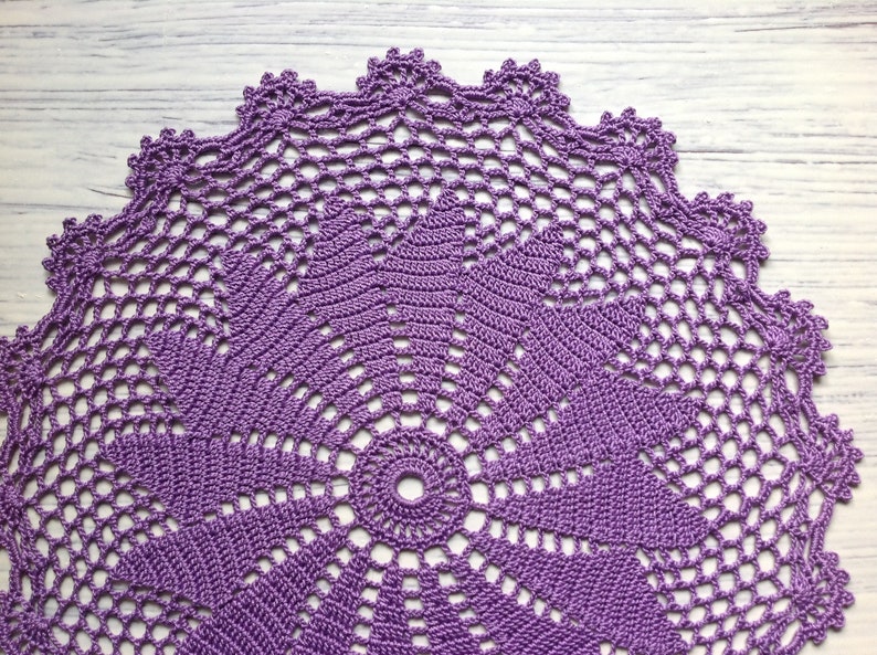 Purple Crochet Napkin Crochet Doily Handcrafted Home Decor Lace Doily