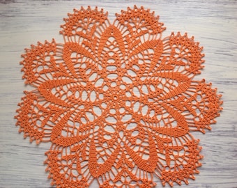 Orange Crochet Doily | Crochet Napkin | Home Decor | Lace doily