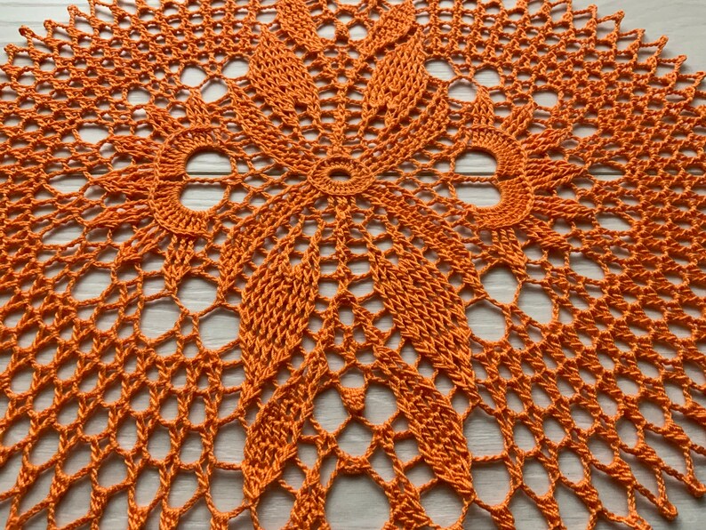 Orange Crochet Napkin Crochet Doily Handcrafted. Home Decor. Etsy