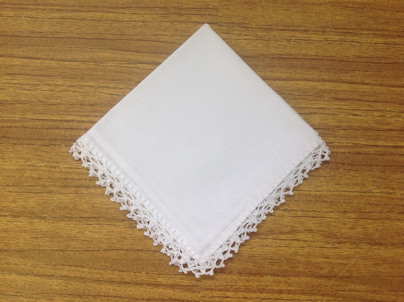 Handkerchief crocheted Ladies handkerchief Handmade Crochet lace Mother of the Bride Wedding hankies Baptism Pioneer JW
