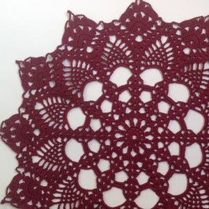 Burgundy Crochet Napkin Crochet Doily Handcrafted Home Decor Lace doily. image 4