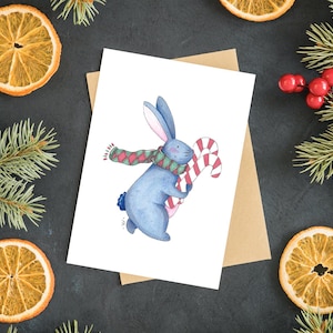 Carte "Candy Cane Rabbit"