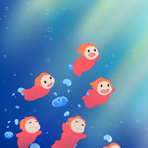 Mini Ponyo Digital Art Print