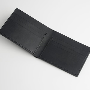 Slim Minimalist Kangaroo Leather Wallet made from Full Grain Vegetable Tanned Leather. Handmade in Sydney, Australia. Bifold Wallet - BLACK