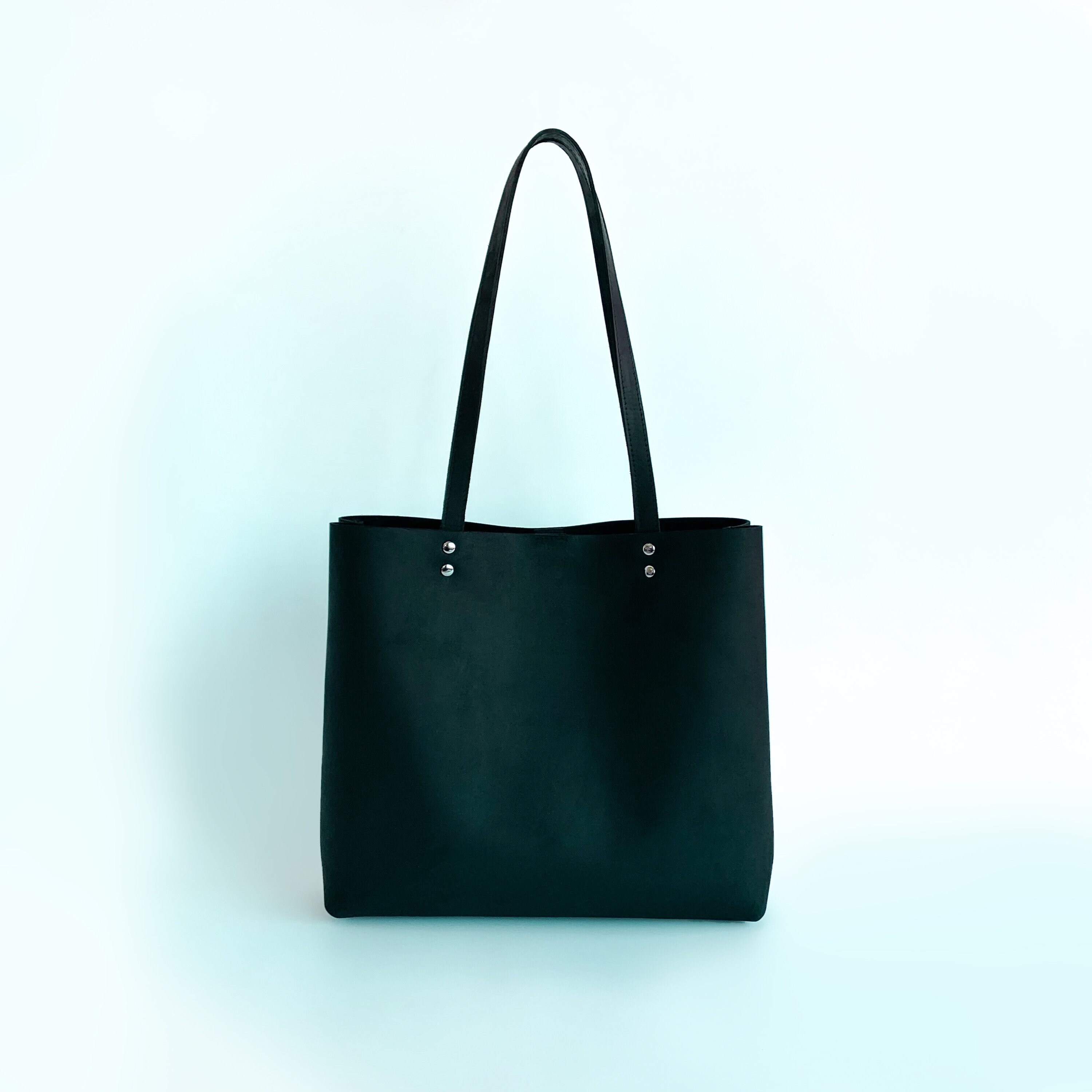 Large Black Leather Tote Bag Handmade Black Leather Handbag Etsy