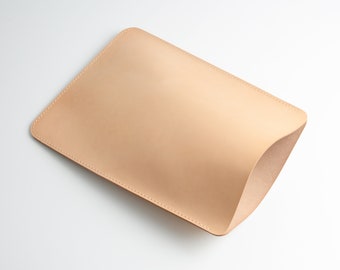 Personalised Handmade Natural Veg Tan Leather Minimalist Laptop Sleeve Case, Natural Leather MacBook Sleeve Case, iPad Surface Sleeve