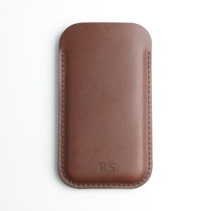 Personalised Slim Brown Leather Smartphone Case, Leather iPhone Case, Leather Samsung Galaxy Case, Full Grain Handmade Leather Phone Sleeve