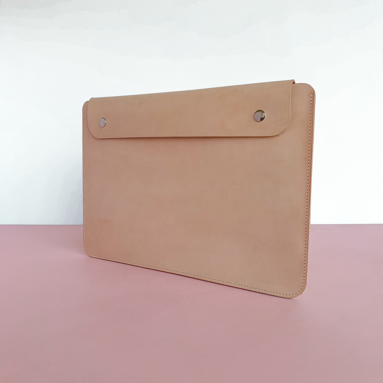 Handmade Natural Veg Tan Leather Minimalist Laptop Sleeve Etsy