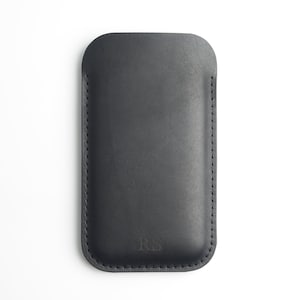 Personalised Slim Black Leather Smartphone Case, Leather iPhone Case, Leather Samsung Galaxy Case, Full Grain Handmade Leather Phone Sleeve