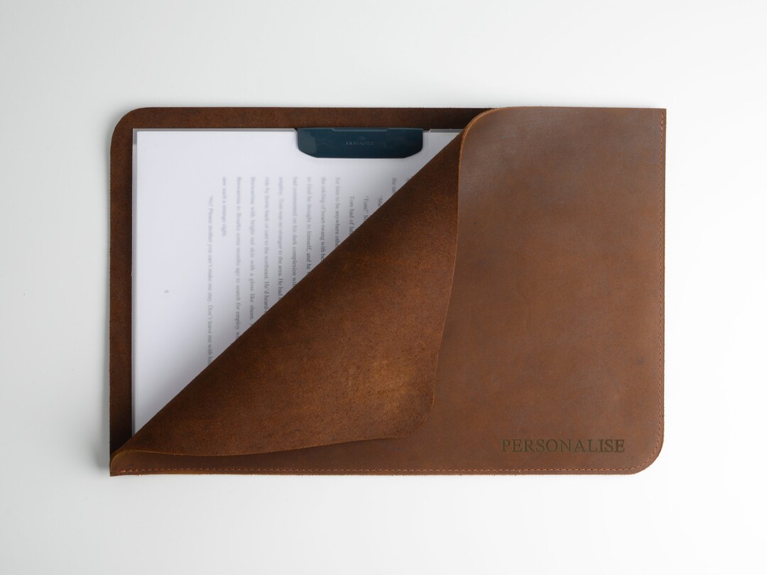 Personalised Brown Leather Document Sleeve Case, Handmade Folio Sleeve