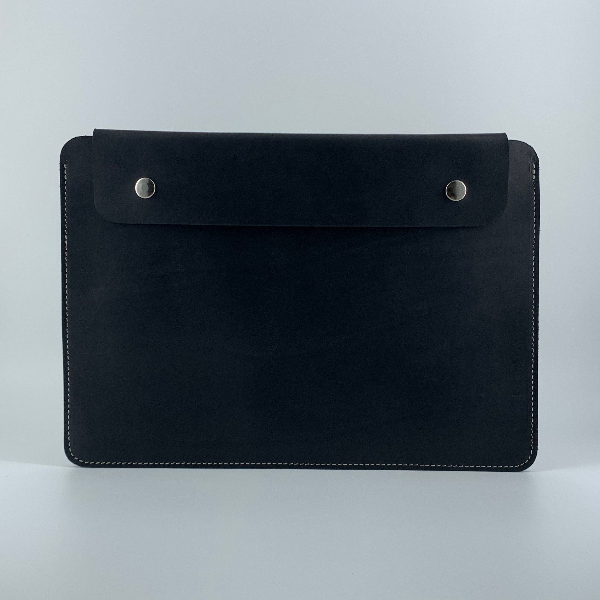 Handmade Black Leather Minimalist Laptop Sleeve Case Black Etsy Australia