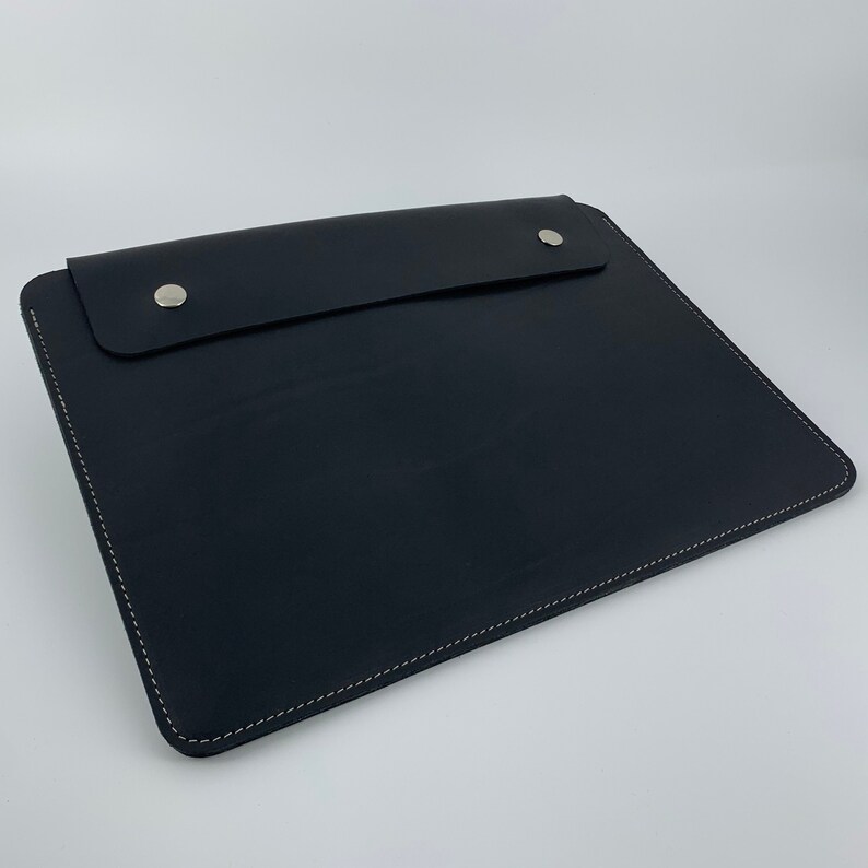 Handmade Black Leather Minimalist Laptop Sleeve Case Black Etsy Australia