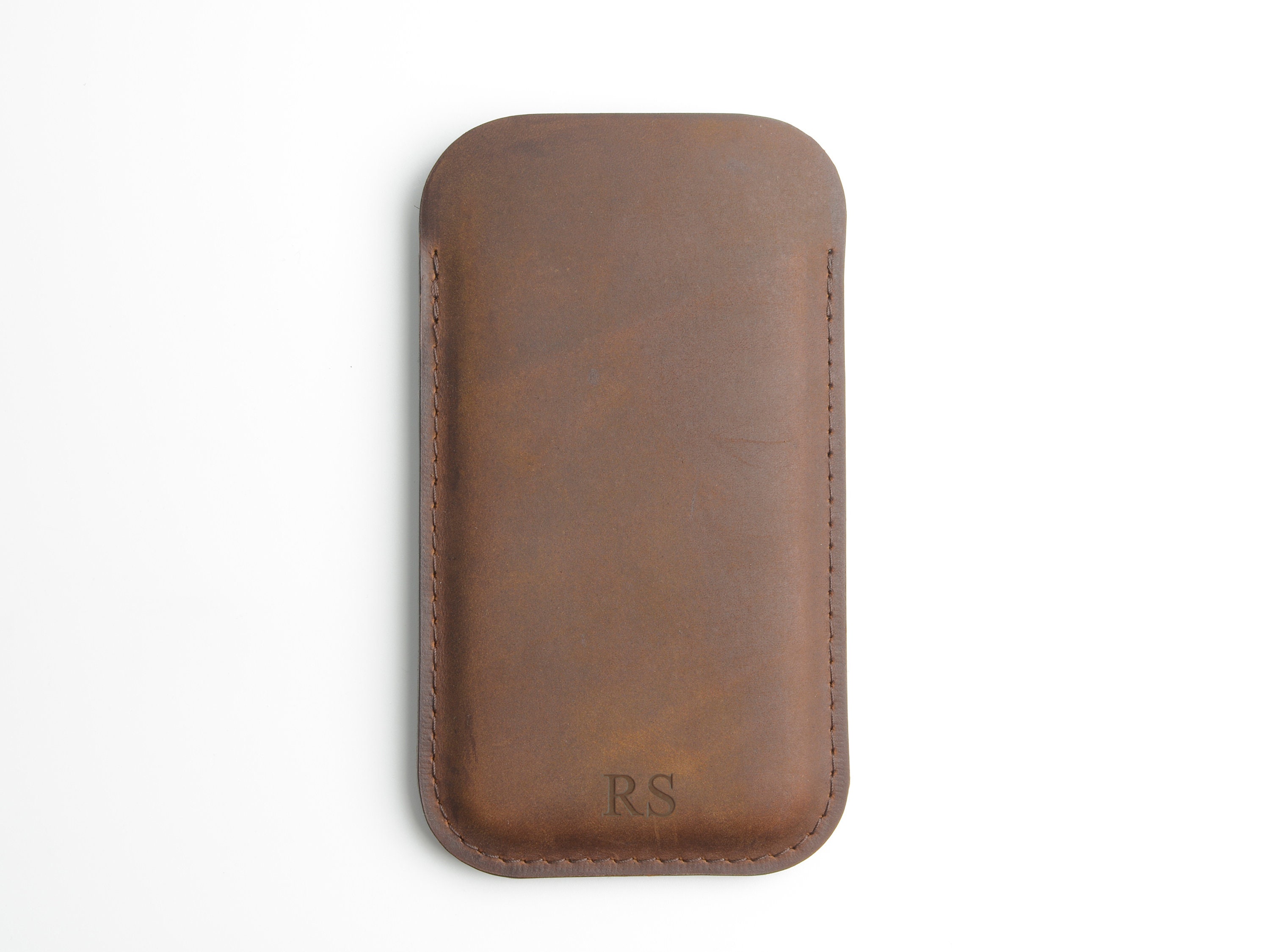 Personalised Slim Brown Leather Smartphone Case, Leather iPhone Case, Leather Samsung Galaxy Case, Full Grain Handmade Leather Phone Sleeve