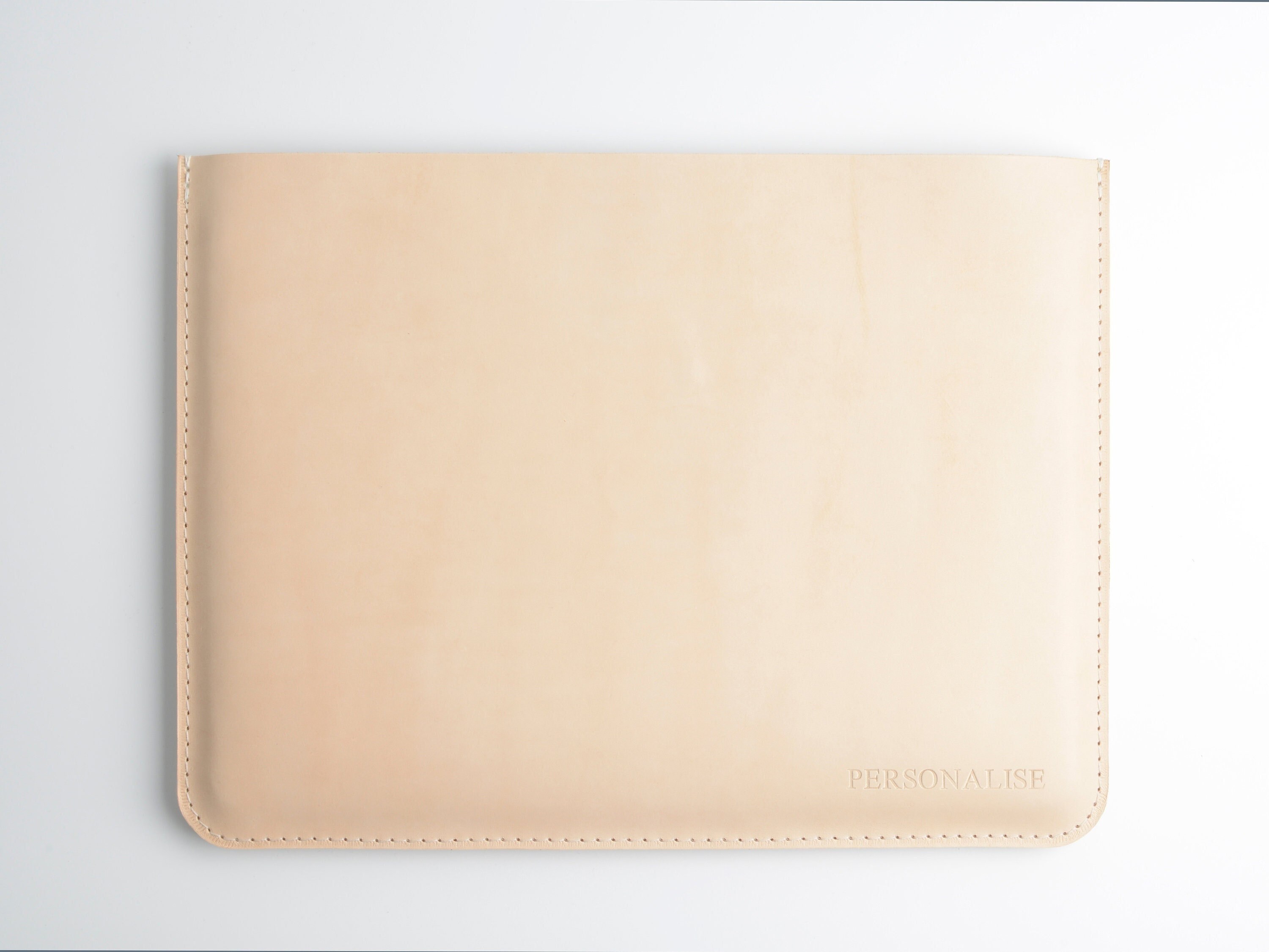 Personalised Laptop Tablet Sleeve, Handmade Natural Veg Tan Leather Minimalist, Sleeve Case, Leather MacBook Case, iPad Case, Surface sleeve