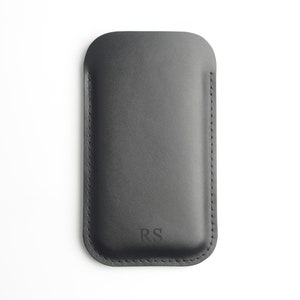 Personalised Slim Black Leather Smartphone Case, Leather iPhone Case, Leather Samsung Galaxy Case, Full Grain Handmade Leather Phone Sleeve