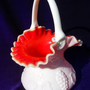 Rare Vintage Kanawha Milk Glass Bridal Basket