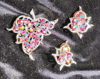 Vintage Sarah Coventry AB Rote Strass Blatt Brosche. K