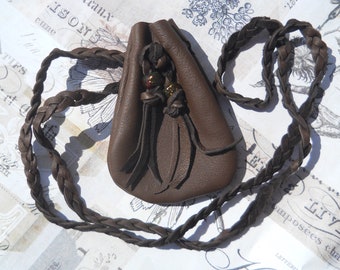 Medicine Bag- Dark Brown Deer Leather