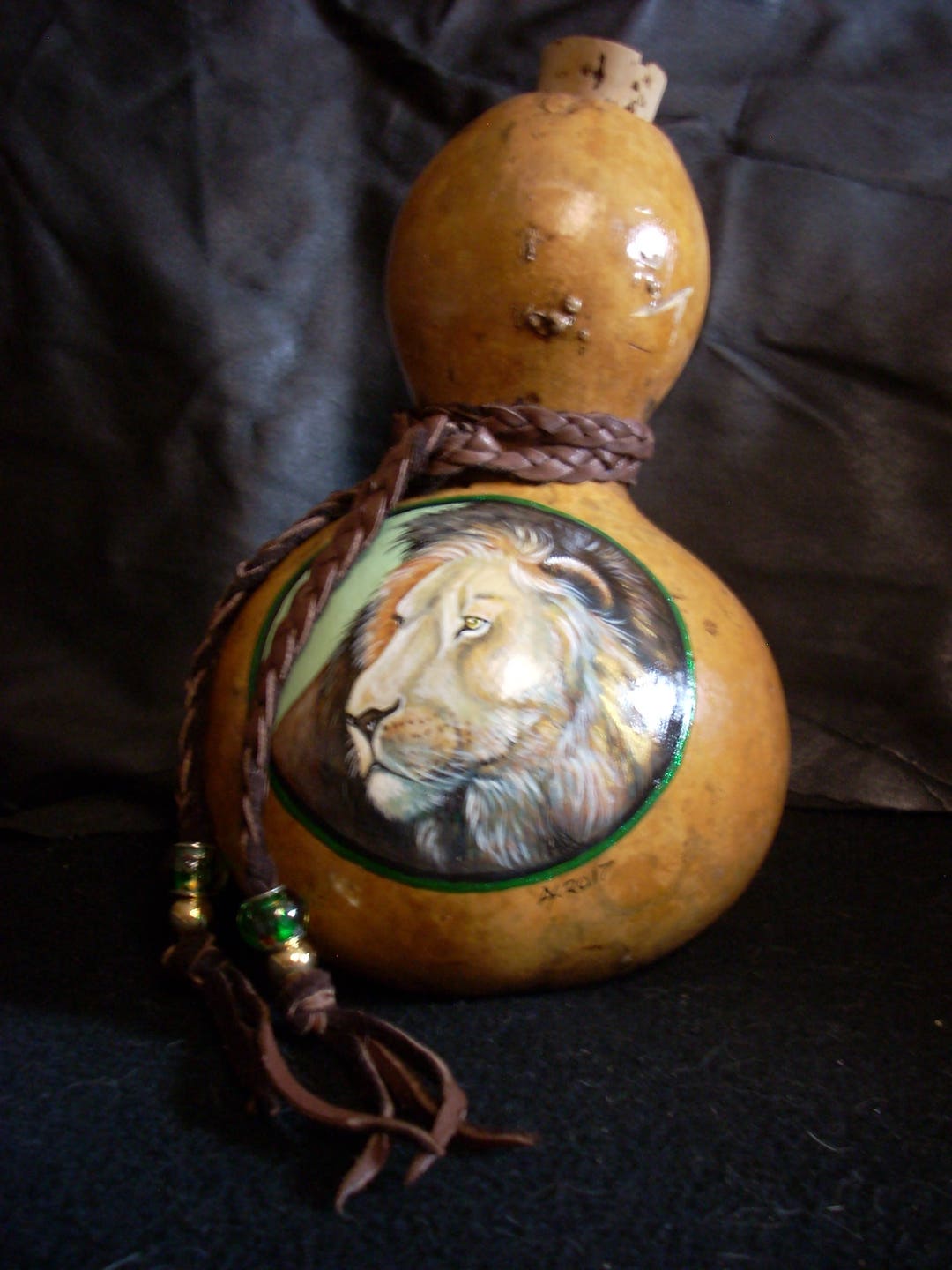 Hand Painted Gourd Lion Etsy