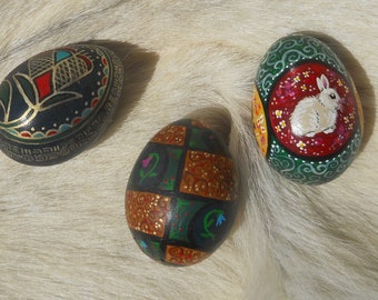 Hand Painted Easter Eggs- 3 Bantam Eggs, Different Designs