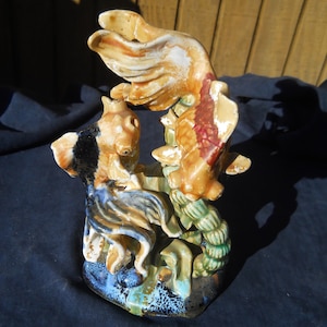 Statue de poisson rouge en céramique/grande figurine, rare