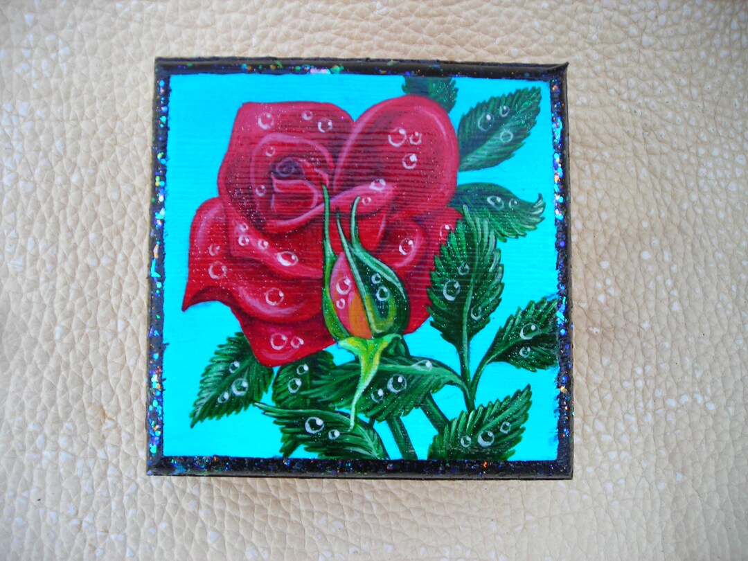Small Wooden Box: Hand Painted Roses - Etsy