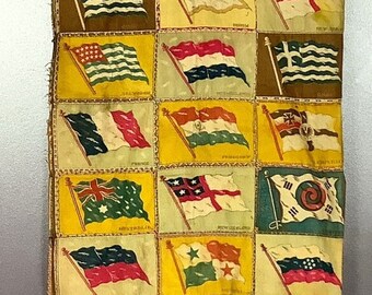 Vintage 1920s Felt Tobacco Flag Tapestry