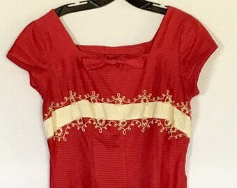 Vintage 1950s Toni Todd Original Red Cotton Dress