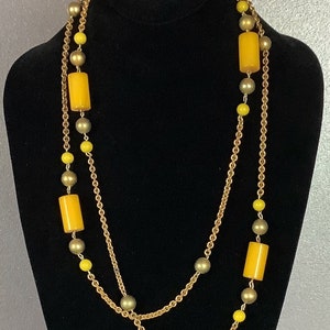 Vintage 1950s Necklace with Bakelite and Brass Beads
