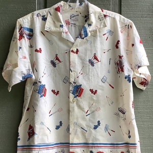 Vintage 1950s Border Print the Barbecuer Men’s Shirt