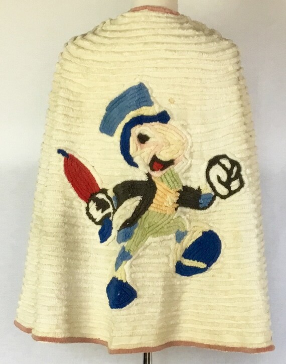 Vintage 1940s Disney Jiminy Cricket Chenille Cape