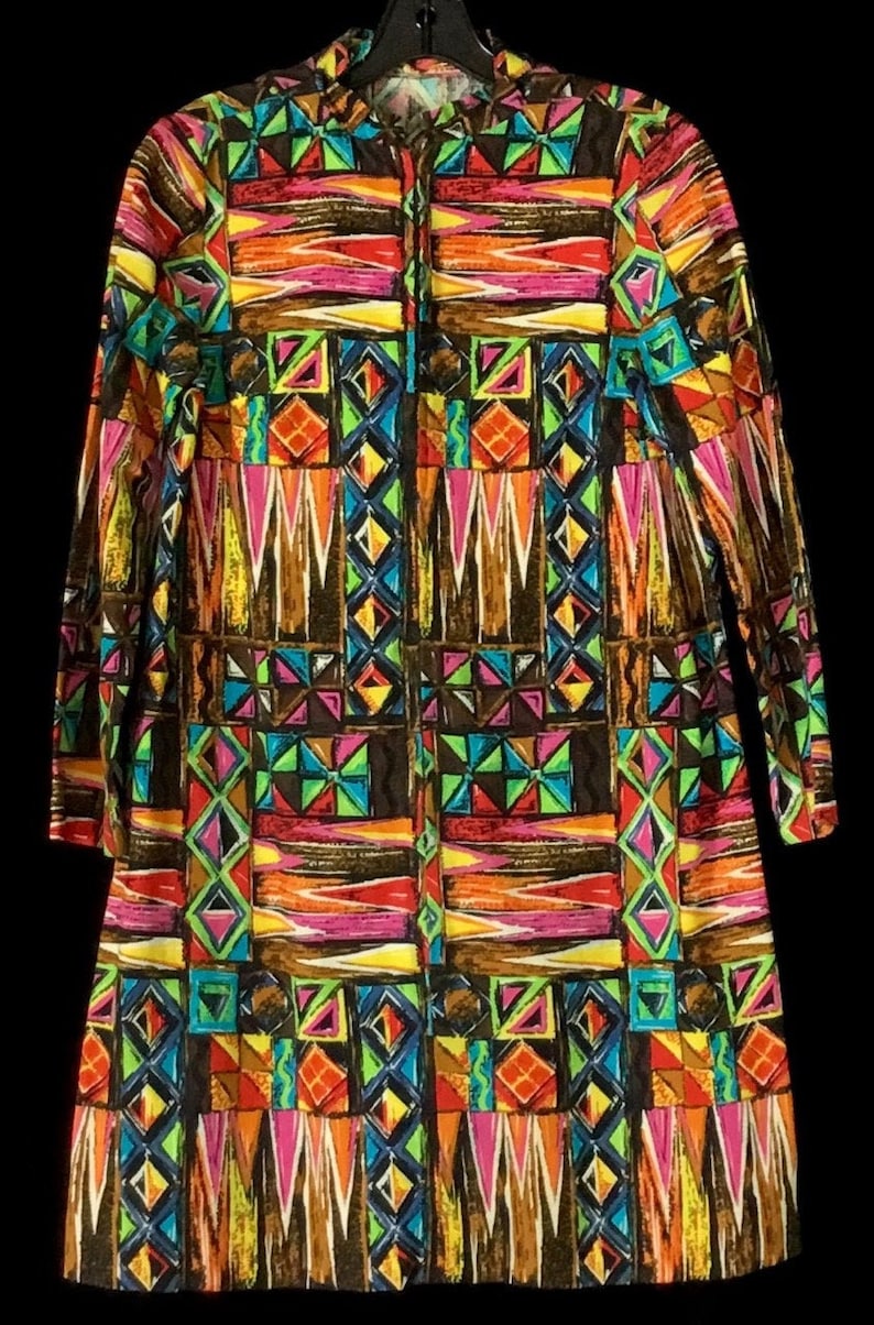 Vintage 1960s Print Mini Dress