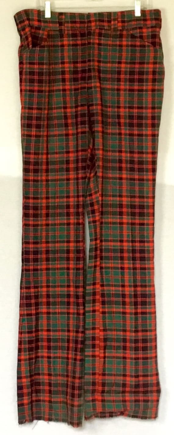 Vintage 1970s Red and Green Plaid Pants