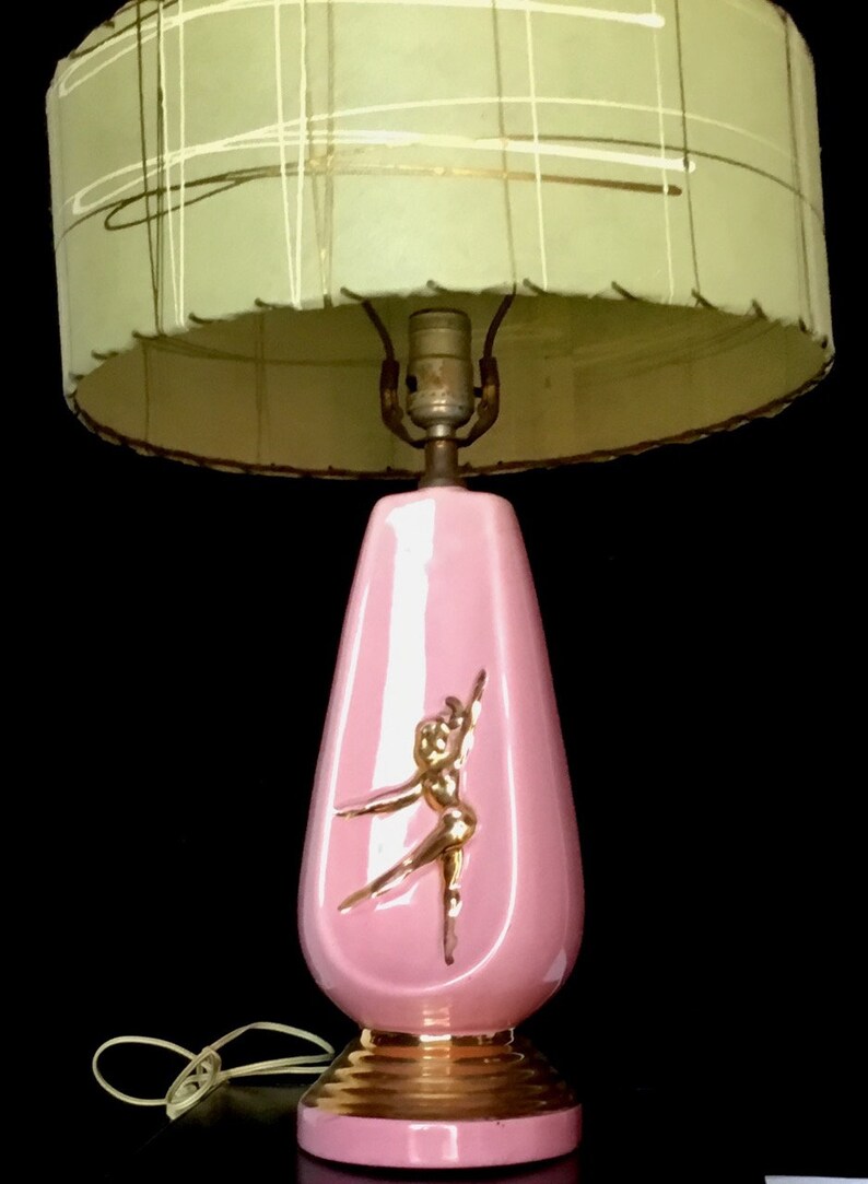 Vintage 1950s Ballerina Lamp and Lampshade Etsy